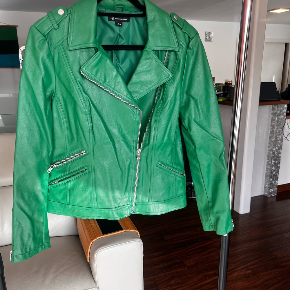 DKNY Women's Green Leather Jacket